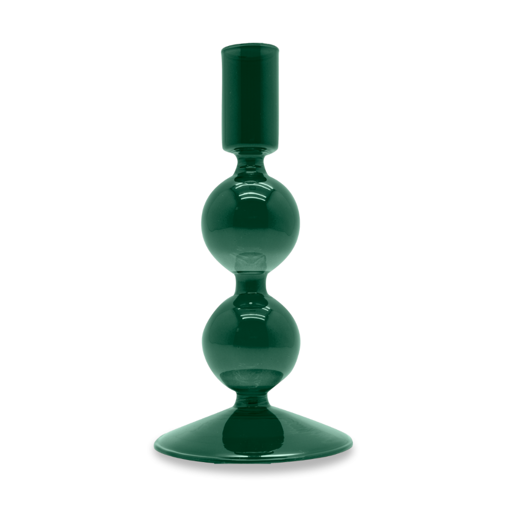 PORTACANDELE IN VETRO BOROSILICATO 16 CM PETROLIO