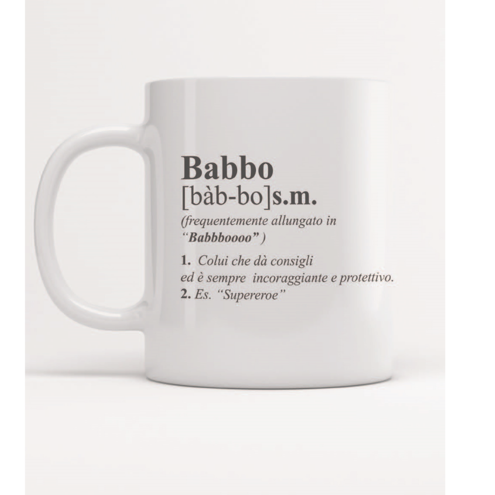 TAZZA MUG IN CERAMICA SCRITTA BABBO DEFINIZIONE DIZIONARIO