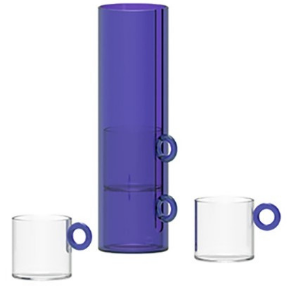 SET 4 TAZZE IN VETRO BOROSILICATO CON MANICO BLU