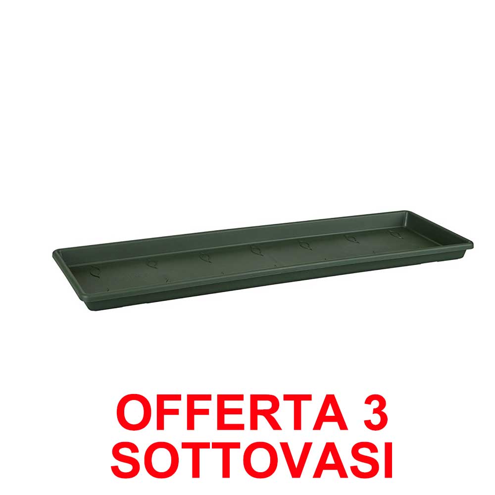 OFFERTA 3 SOTTOVASO PER FIORIERE GREEN BASICS TROUGH SAUCER 60CM VERDE
