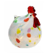 DECORAZIONE GALLINA BASSA "ROSAMUNDA" IN VETRO 17X10XH25CM
