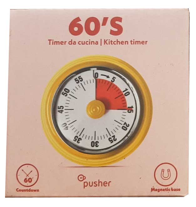 TIMER DA CUCINA ACCIAIO GIALLO 60'S