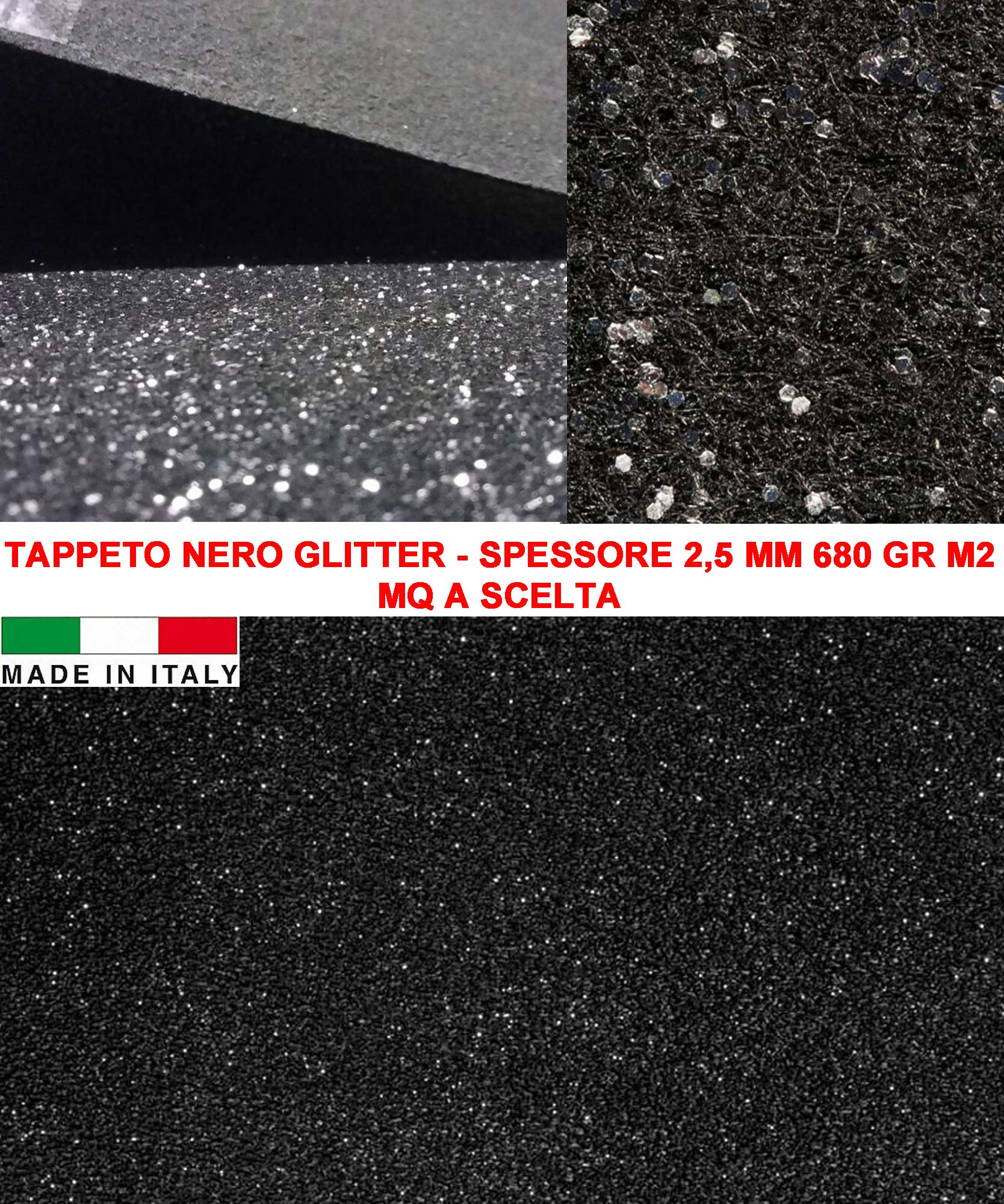 PASSATOIA NERA GLITTER MQ A SCELTA