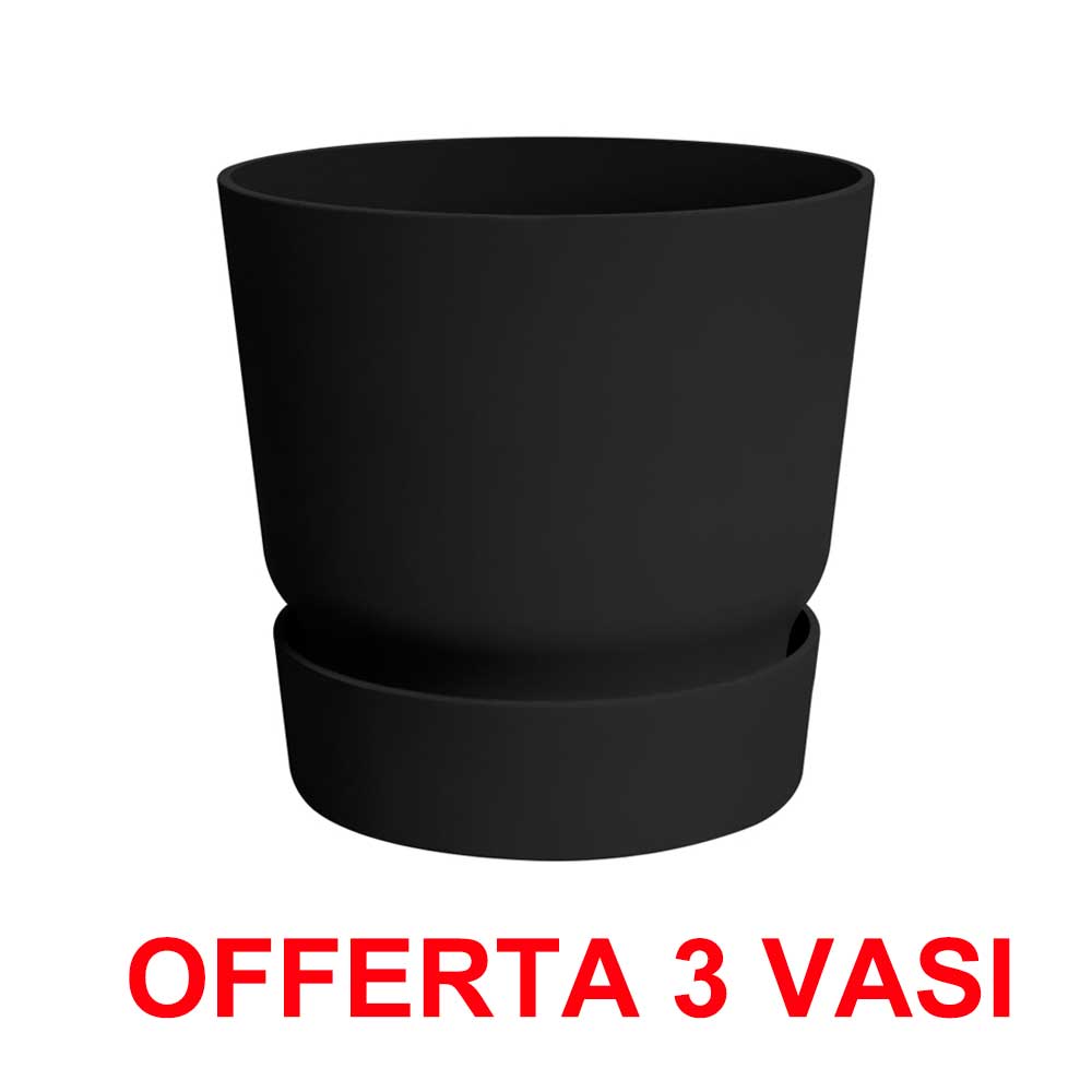 OFFERTA 3 VASO GREENVILLE ROUND 25CM LIVING BLACK