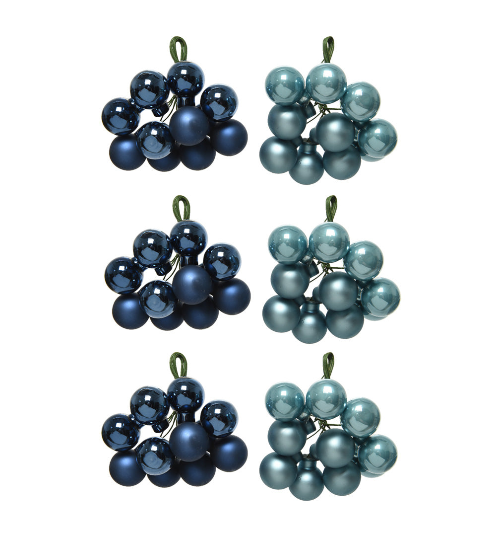 OFFERTA 6 GRAPPOLI DI PALLINE DA 2CM COLORE BLU ASSORTITO