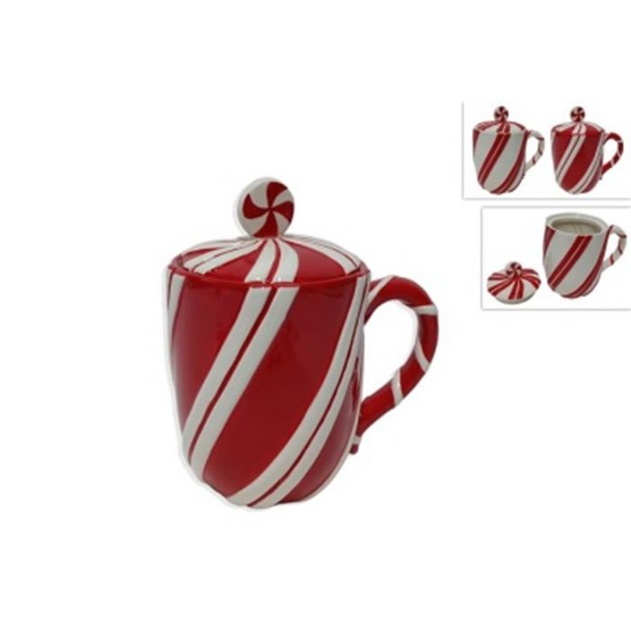 TAZZA NATALIZIA CON COPERCHIO, IN CERAMICA, 22X14.5CM, MODELLO ASSORTITO