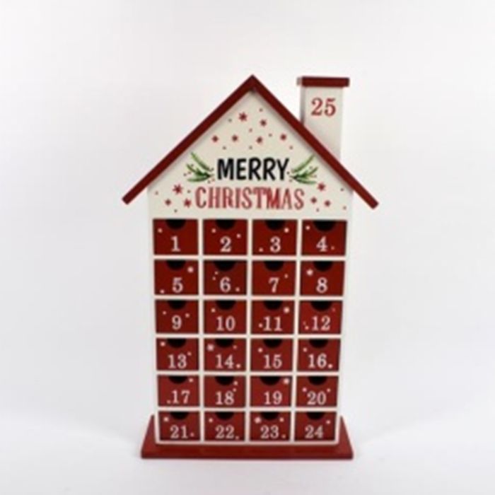 CASETTA IN LEGNO, CALENDARIO DELL'AVVENTO, 25X9X42CM