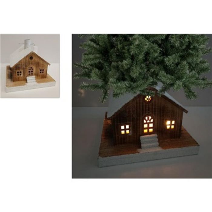BASE PER ALBERO A FORMA DI CASA, CON LUCE A BATTERIA, 30X30CM