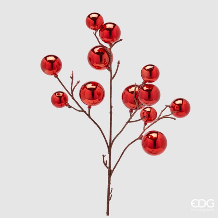 DECORAZIONE NATALIZIA, RAMO CON PALLINE, H53CM, COLORE ROSSO