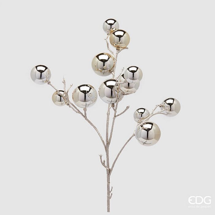 DECORAZIONE NATALIZIA, RAMO CON PALLINE, H53CM, ORO CHIARO
