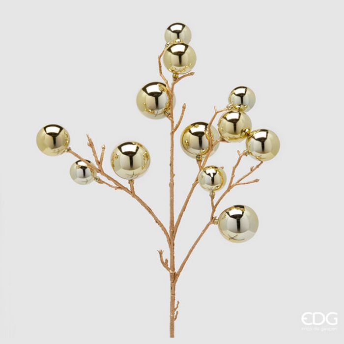 DECORAZIONE NATALIZIA, RAMO CON PALLINE, H53CM, COLORE ORO
