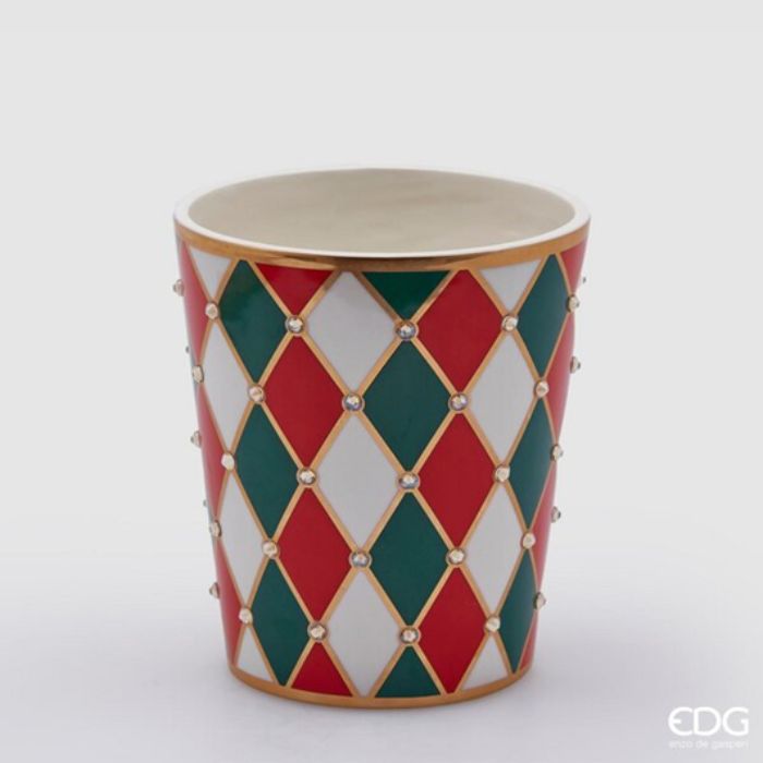 VASO ROMBI IN CERAMICA, H17XØ14CM
