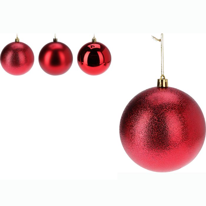 PALLINA DI NATALE, COLORE ROSSO, 12CM, MODELLO ASSORTITO
