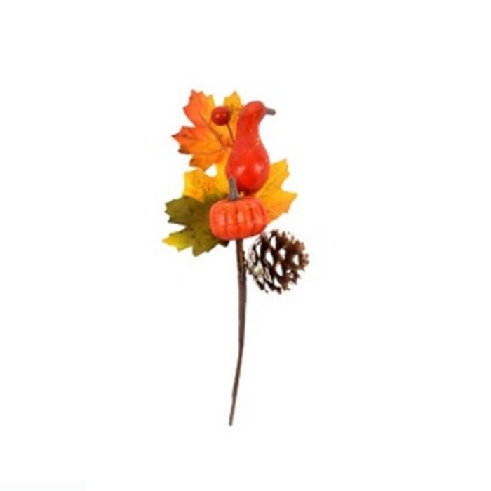 DECORAZIONE, RAMO CON ZUCCA E PIGNA, H24CM