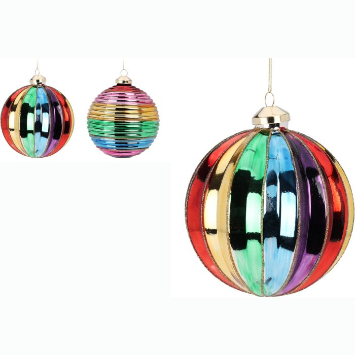 PALLINA DI NATALE IN VETRO, 15CM, MODELLO MULTICOLORE ASSORTITO