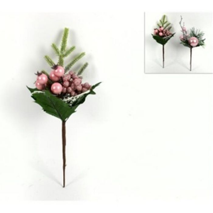 DECORAZIONE DI NATALE, RAMO ROSA, H24CM, MODELLO ASSORTITO
