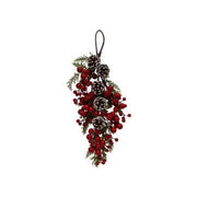 DECORAZIONE NATALIZIA DA APPENDERE CON BACCHE E PIGNE, H55CM