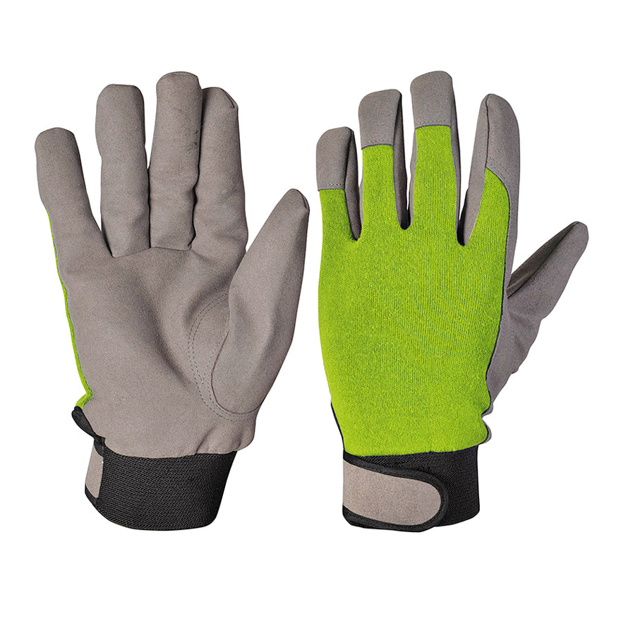 GUANTO DA GIARDINO IN COTONE VERDE/GRIGIO TAGLIA L