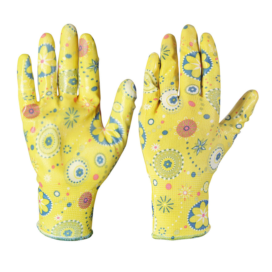 GUANTO DA GIARDINO GIALLO FLOREALE TAGLIA S