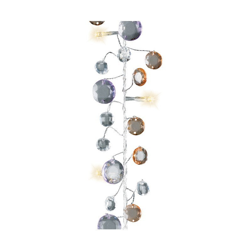 GHIRLANDA LED LUMINOSA CON PERLE VIOLA/ARANCIONI 1,8MT BIANCO CALDO