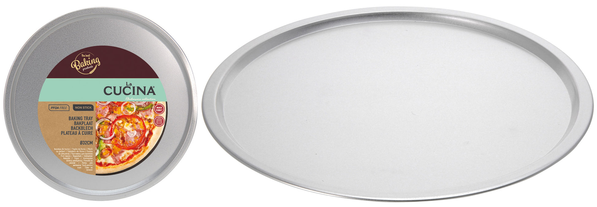 OFFERTA 3PZ TEGLIA PIZZA FORNO D.32CM ACCIAIO  (offerta)