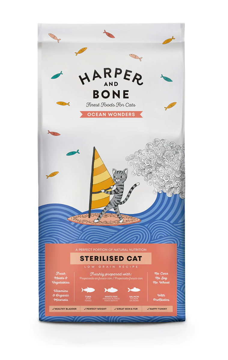 CROCCHETTE PER GATTI HARPER AND BONE CAT STERILISED OCEAN WONDERS 5KG - TONNO, PESCE E SALMONE
