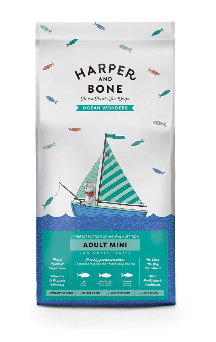 CROCCHETTE PER CANI HARPER AND BONE ADULT DOG MINI OCEAN WONDERS 2KG - TONNO, PESCE E SALMONE