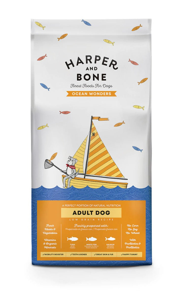 CROCCHETTE PER CANI HARPER AND BONE ADULT DOG OCEAN WONDERS 2KG - TONNO, PESCE E SALMONE