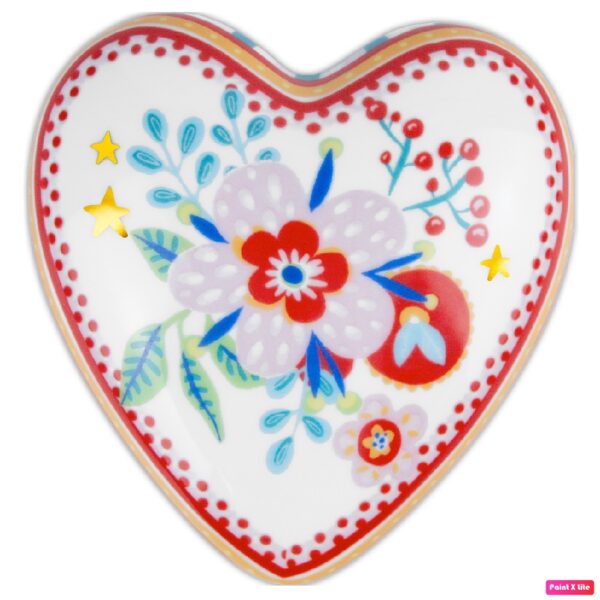 CUORE GRANDE CON FIORE, IN PORCELLANA, COLLEZIONE MAMMA MIA