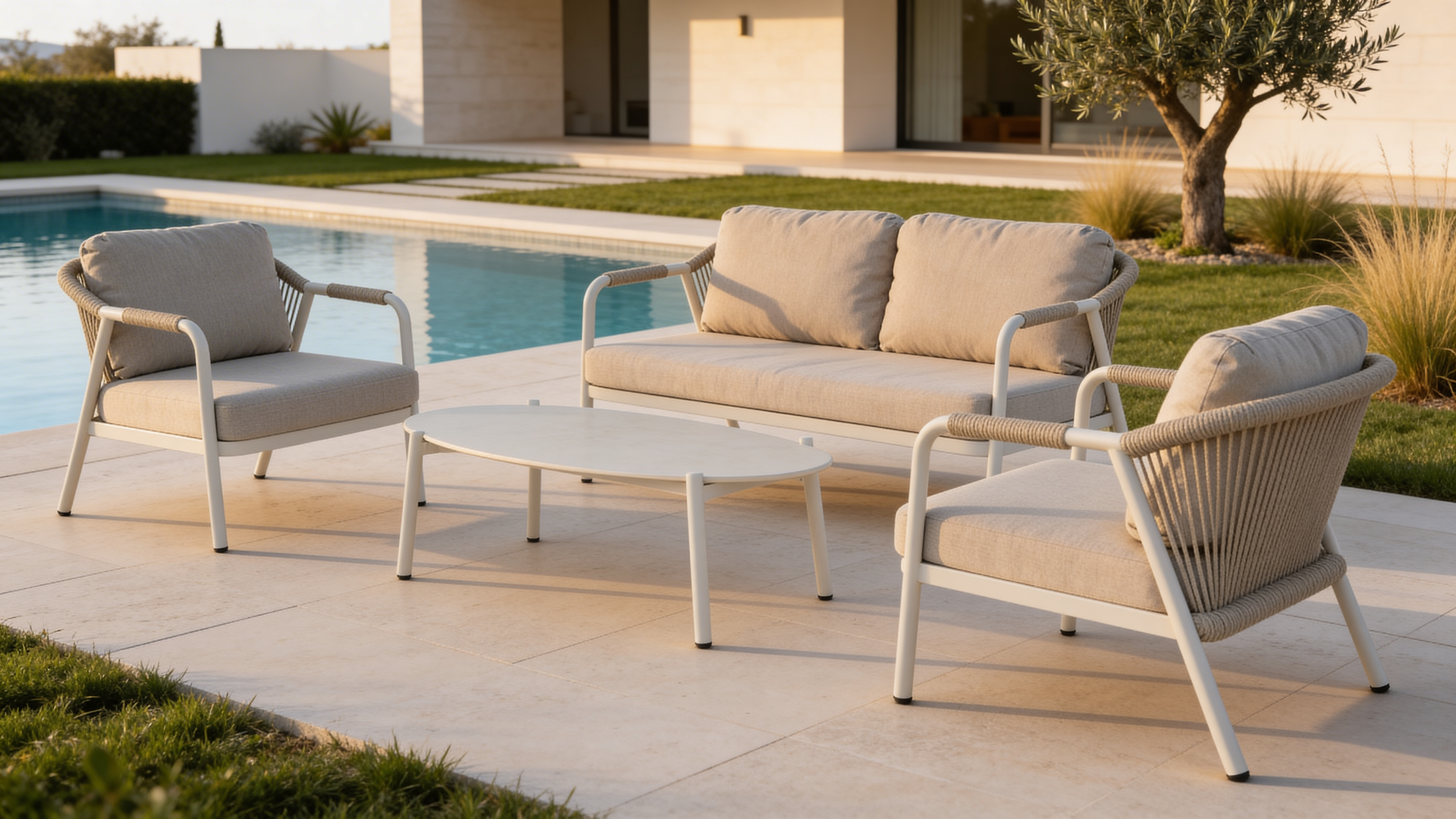 Set Salotto Miravet 4 Pezzi con Divano 2 Poltrone e Tavolino Wall Bizzotto