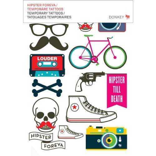 SET 5 TATUAGGI HIPSTER TEMPORANEI COLORI ASSORTITI