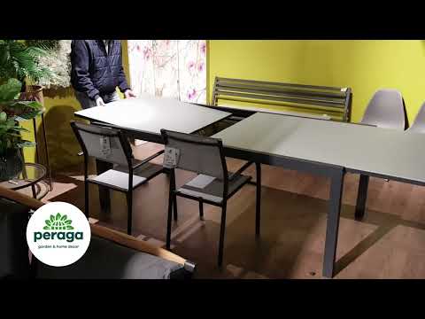 OFFERTA TAVOLO ALLUNGABILE IN VETRO 140/240X90 GRAFITE/GRIGIO ELISE + 4 POLTRONE GRAFITE