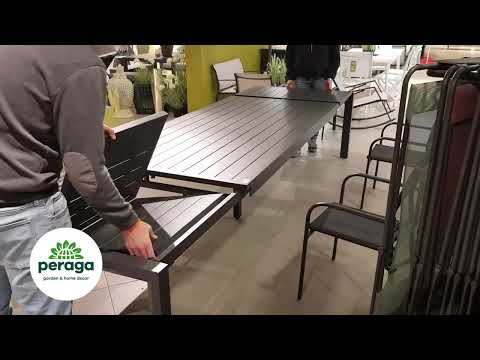 TAVOLO ALLUNGABILE 220/280/340X106 GRAFITE ELENA II +6 POLTRONE ODEON ANTRACITE