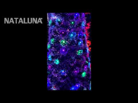 ALBERO LUMINOSO CON RAMI INNEVATI IN FIBRA OTTICA 120 LED MULTICOLOR E FIORI LUMINOSI H120CM