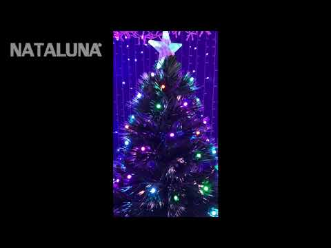 ALBERO DI NATALE LUMINOSO 90 LED MULTICOLOR H90CM IN FIBRA OTTICA