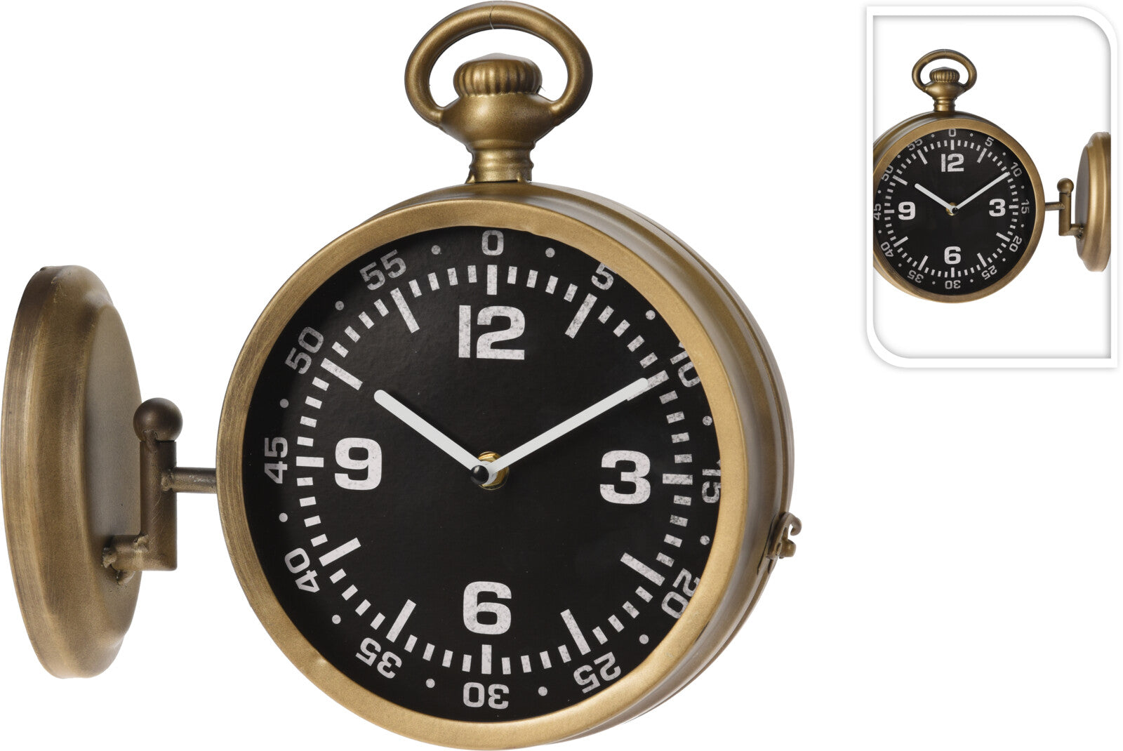 OROLOGIO DA PARETE BIFACCIALE IN METALLO 27.5X25CM