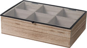 TEABOX PORTA THE CON COPERCHIO IN LEGNO-VETRO 24X16X6,5CM
