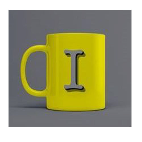 TAZZINA IN CERAMICA 12CL LETTERA I YELLOW MATT
