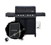 Barbecue a gas 153x64x119 cm Nero Opaco SANTOS S-418 PRO BLACK MATTE CON COPERTURA OMAGGIO