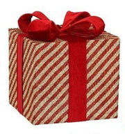 Pacco Regalo Decorativo 15X15X18CM Rosso e Oro Peraga Christmas