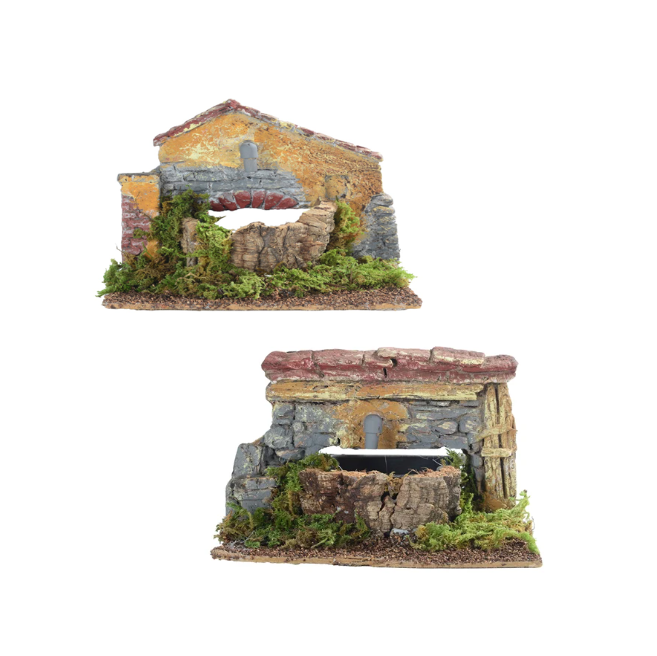 1 Capanna Fontana Presepe Multicolore 15x15x13cm Modello Assortito Peraga Christmas