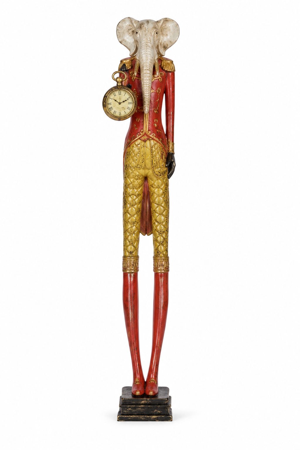 Elefante con Orologio 13X13 H 75cm Rosso Oro Peraga Christmas