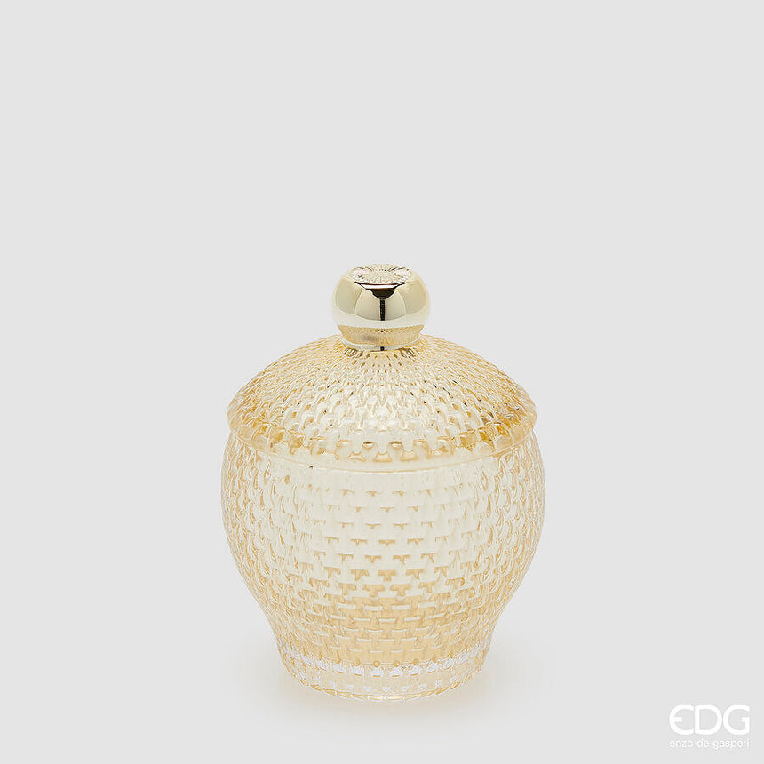 Contenitore Decorativo Micro Quadretti Bombato H14,5 Cm D10,5 Cm Giallo EDG