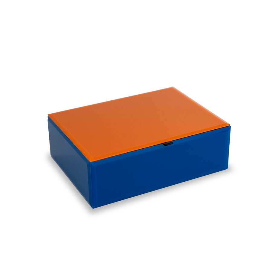 Cofanetto in Vetro 20 x 15 x 6,8 cm Blu Arancione WD LIFESTYLE