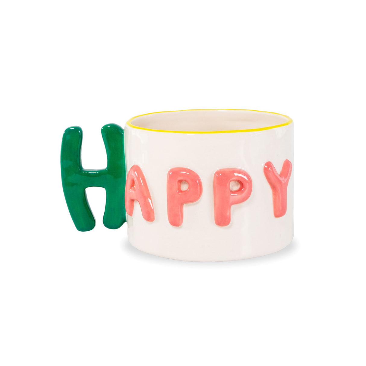 Tazza Colazione Decoro Happy 440 ml Verde e Rosa WD LIFESTYLE
