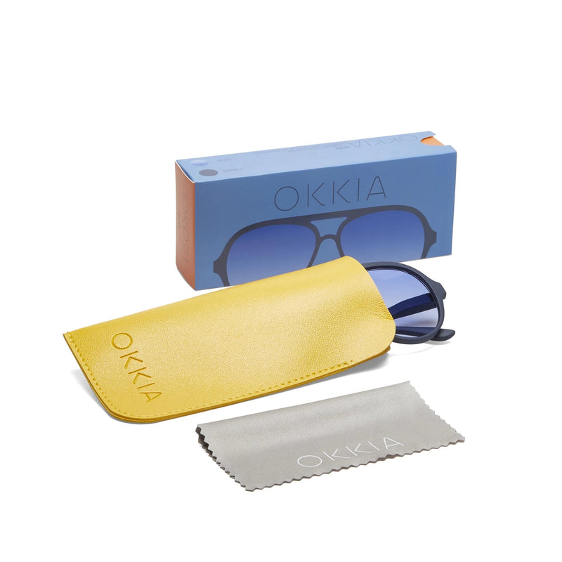 Occhiali da Sole Premontati a Forma di Goccia Modello Alessio Blu Notte OKKIA - immagine 7