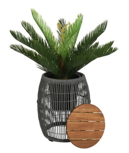 TAVOLINO A FORMA DI BOTTE CON CONTENITORE 40X49CM GRIGIO