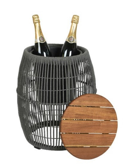 TAVOLINO A FORMA DI BOTTE CON CONTENITORE 40X49CM GRIGIO