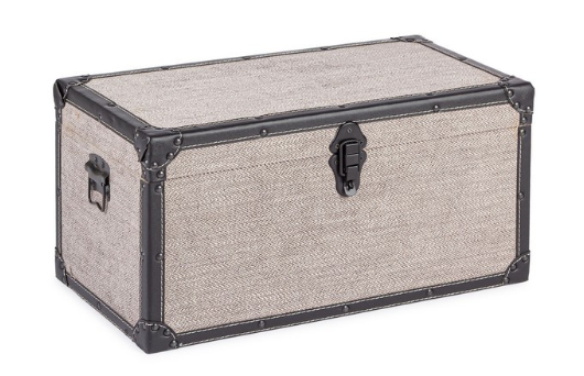 Baule Contenitore Beige Effetto Pelle 65X36X34
