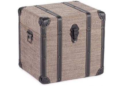 Cubo Contenitore Vintage Effetto Pelle Brown